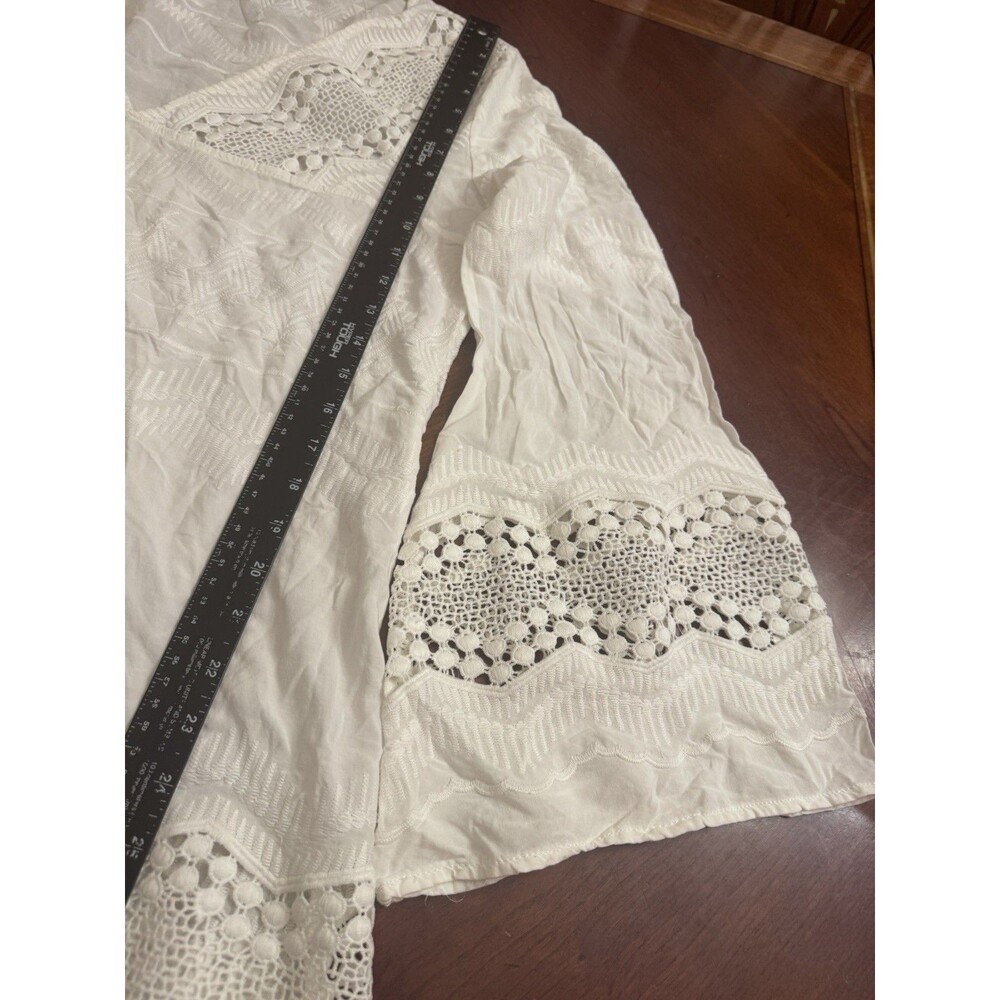 La Blanca White Embroidered Tunic Dress Beach Coverup, Long Sleeve Large - Picture 13 of 13